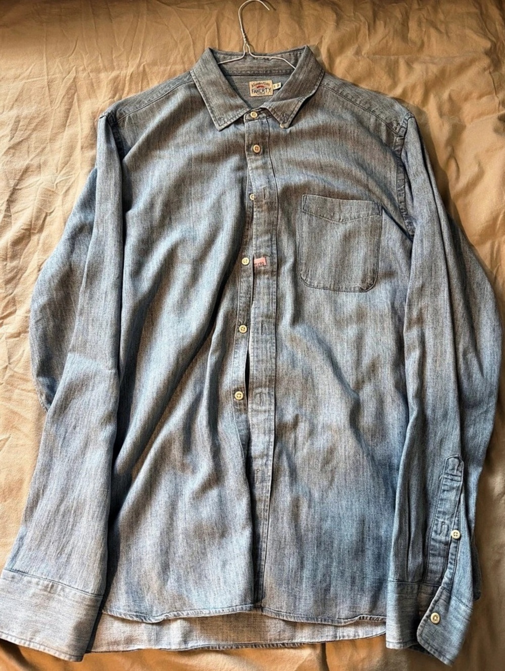 Faherty Tried & True Chambray Workshirt Blue Medium